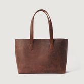 Women Vintage Distressed Brown Leather Tote Bag